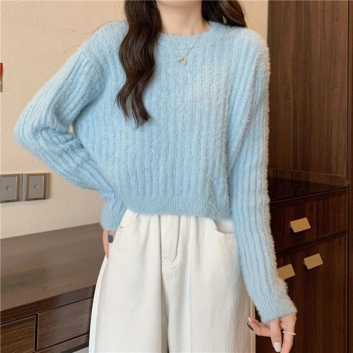 Damen kuscheliger Strickpullover mit weichem Material Drune