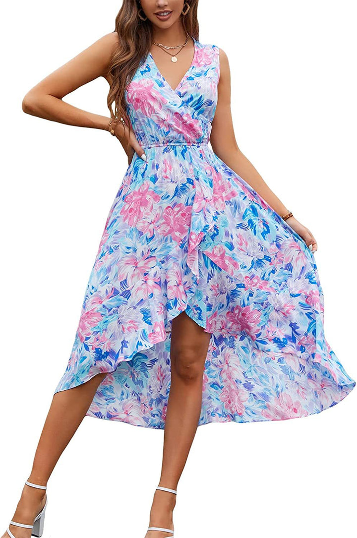 Damen Maxi- Kleid mit floralen Akzenten und schwingendem Saum Drune
