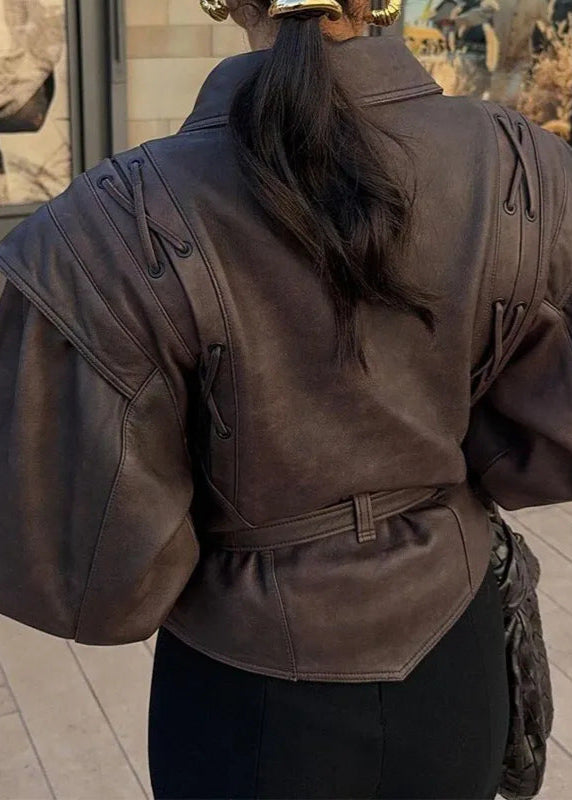 Drune | Schnürdetail Faux-Leder Blazer