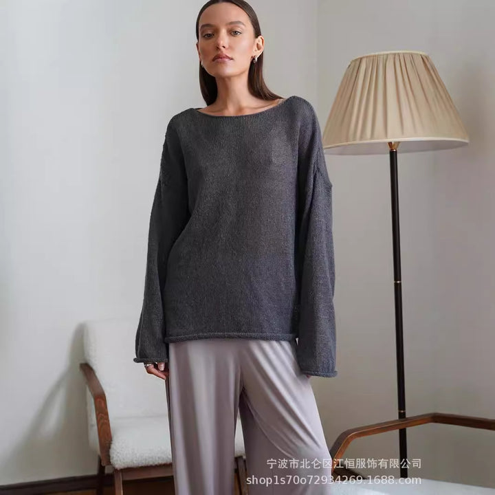 Damen lockerer Strickpullover mit leichtem Oversize-Schnitt Drune