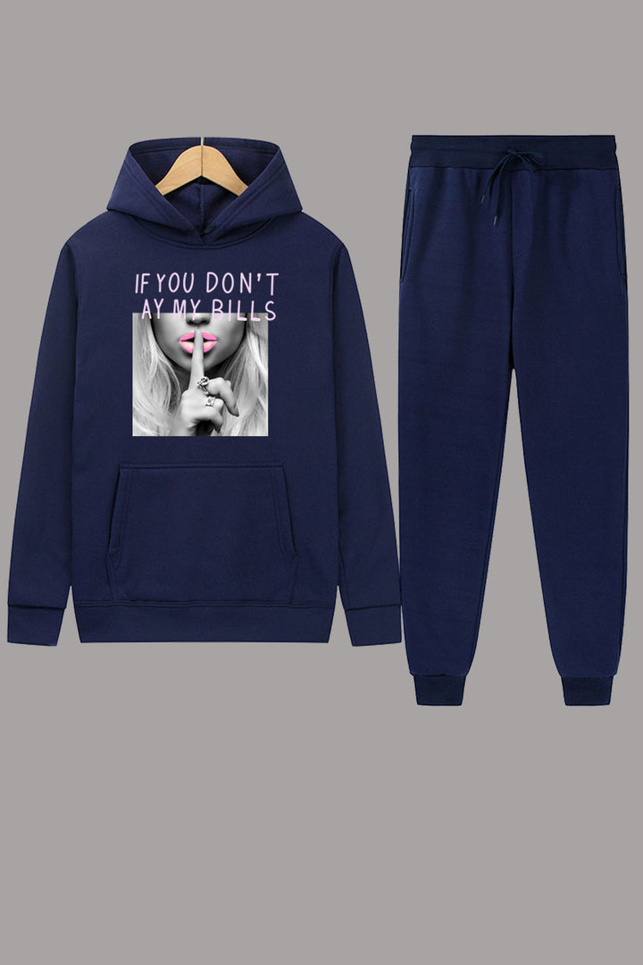 Damen Hoodie und Jogginghose Set mit provokantem Druckdesign Drune