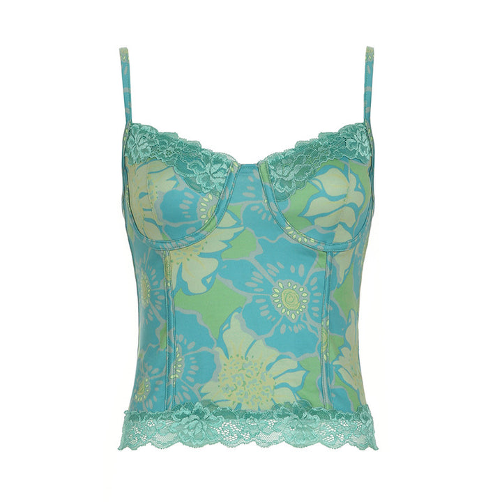 Damen Spitzentop mit floralem Muster und raffinierten Details Drune