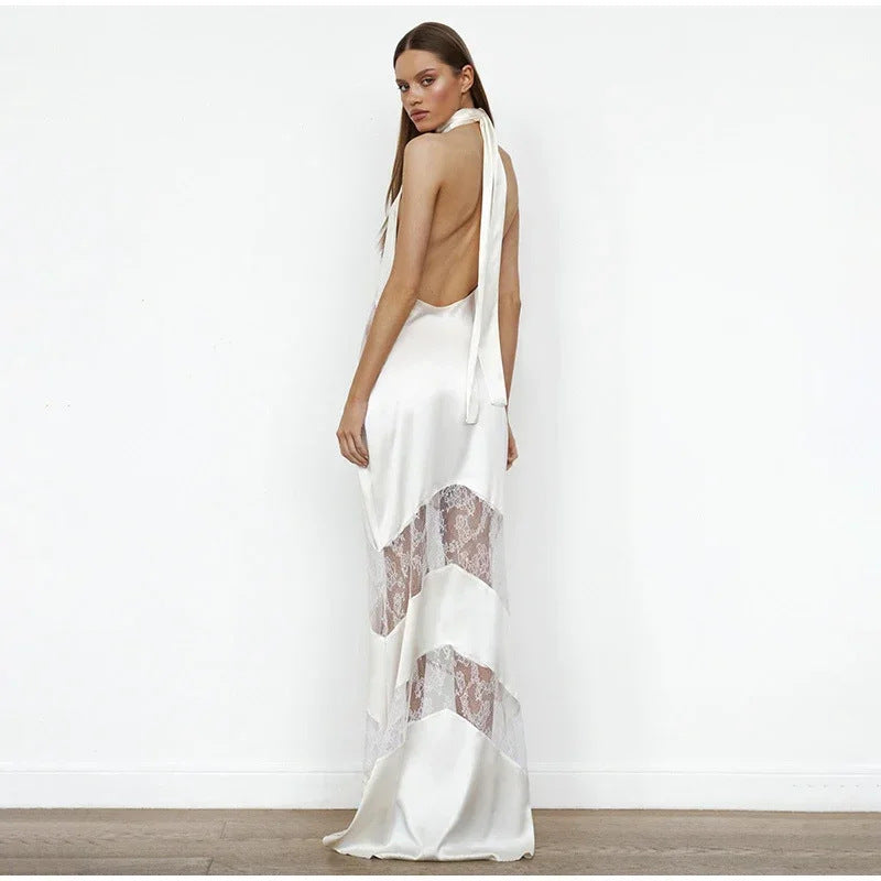Damen Elegantes Maxikleid mit verführerischem Spitzenbesatz Drune