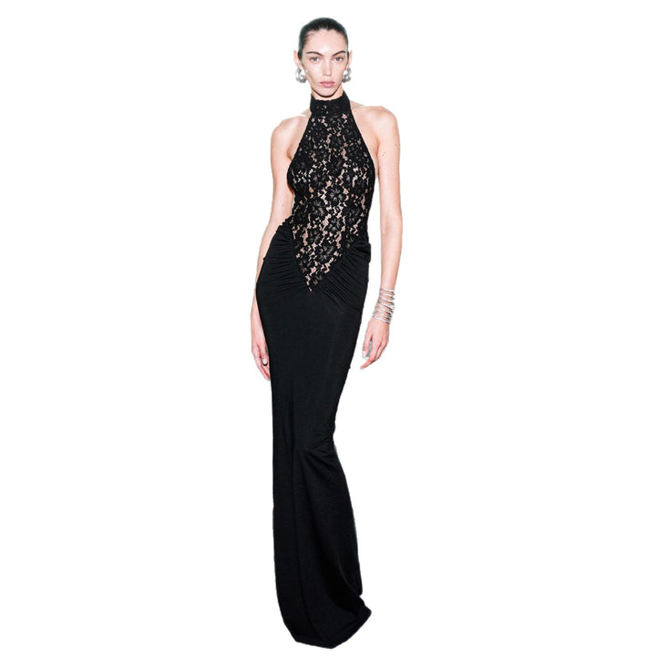 Damen Elegantes Spitzen-Maxikleid mit figurbetonter Silhouette Drune