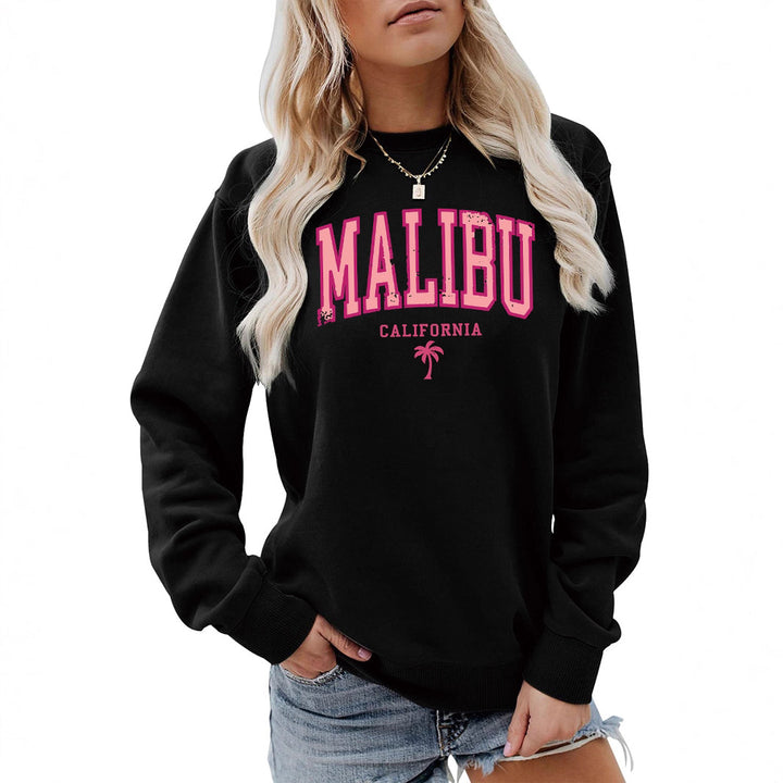 Damen Sweatshirt mit beschwingtem Malibu Schriftzug und lässigem Schnitt Drune