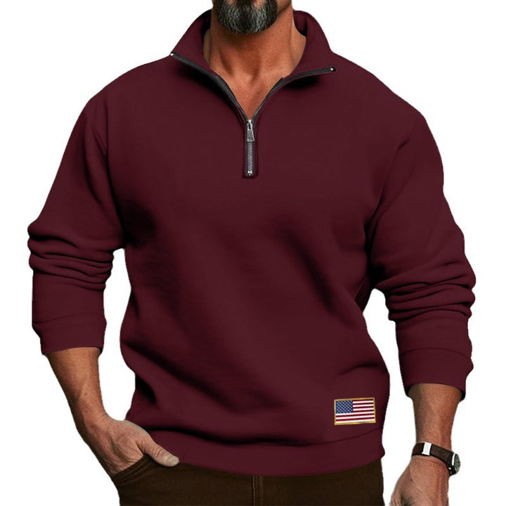 Herren Hoodie mit halbem Reißverschluss und gesticktem Patch Drune