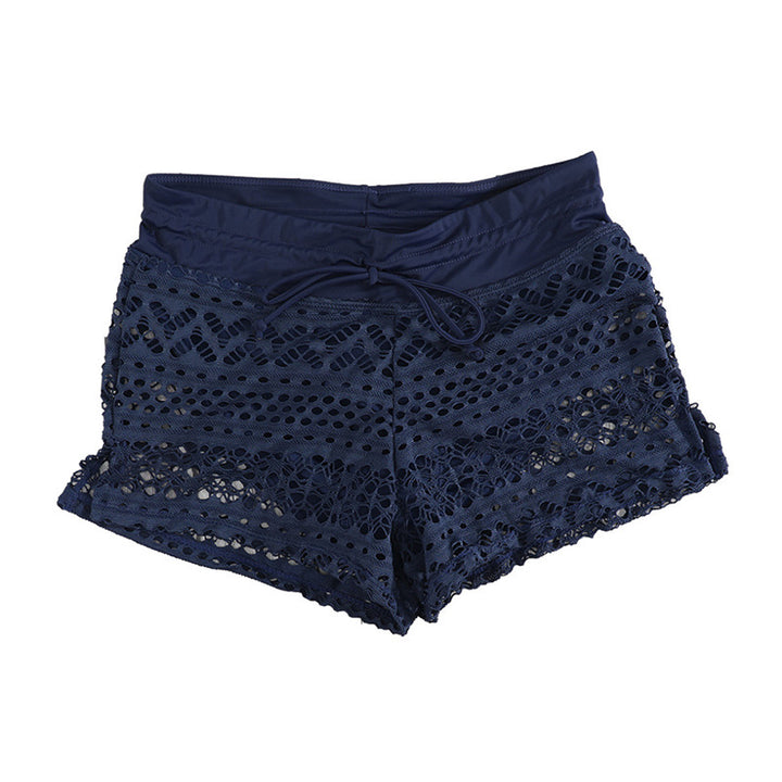 Damen Badeshorts mit attraktivem Häkelmuster und verstellbarem Bund Drune