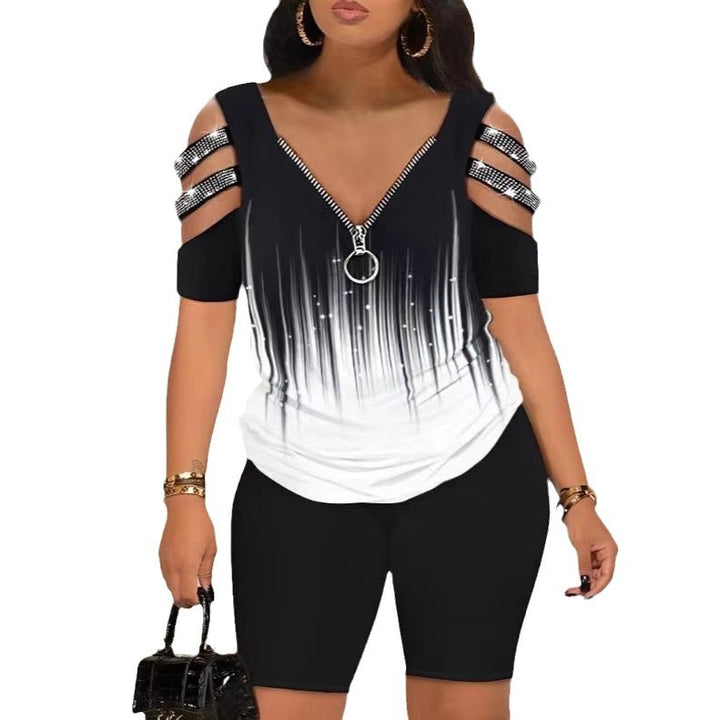 Damen Figurbetontes Oberteil mit schickem Reißverschluss und Cut-Out-Details Drune