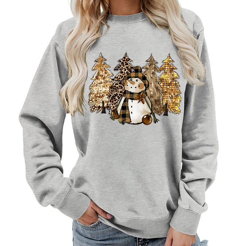 Damen Sweatshirt mit kreativem Schneemann-Design und weichem Innenfutter Drune