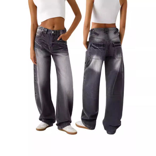 Damen weite High-Waist Jeans mit elegantem Schnitt und lässigem Design Drune