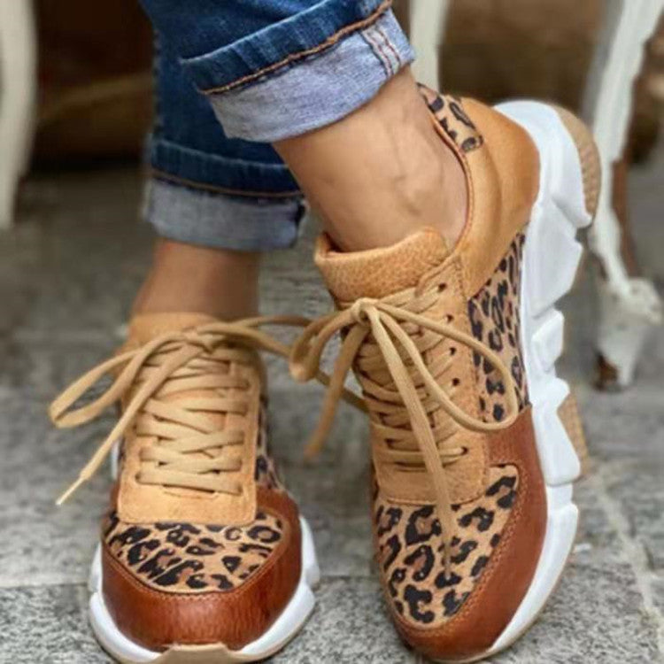 Damen modische Sneakers mit Tiermuster und bequemer Sohle Drune