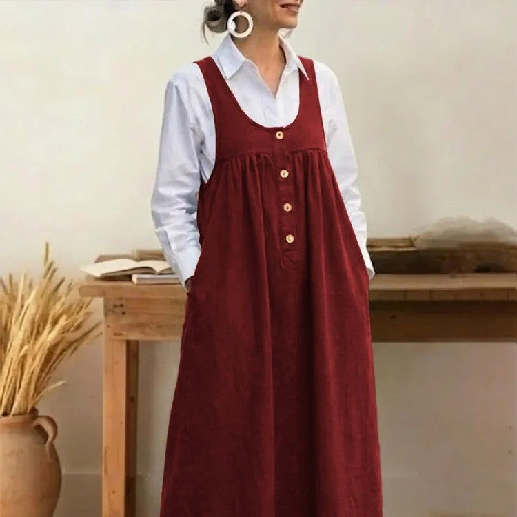 Damen Maxikleid mit Knopf- und Taschen-Details Drune