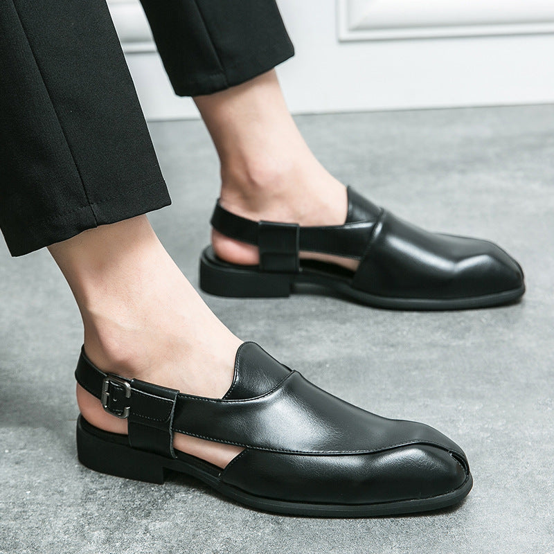 Damen elegante Leder-Mokassins mit verstellbarem Riemen Drune