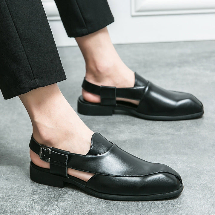 Damen elegante Leder-Mokassins mit verstellbarem Riemen Drune