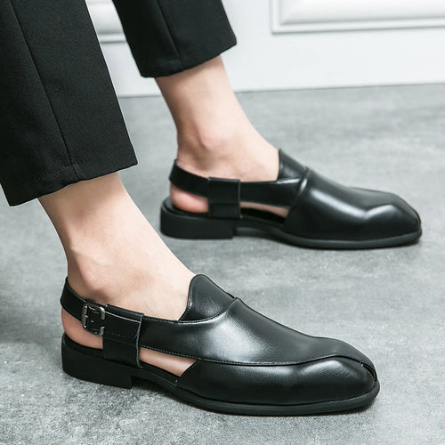 Damen elegante Leder-Mokassins mit verstellbarem Riemen Drune