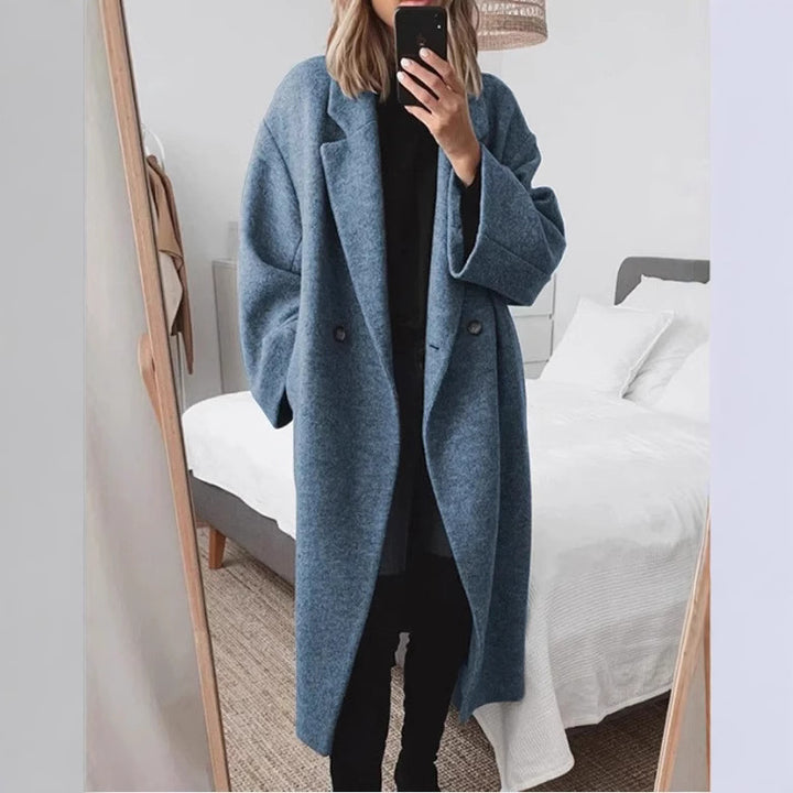 Damen Oversized Wollmantel mit doppelter Knopfleiste und elegantem Schnitt Drune