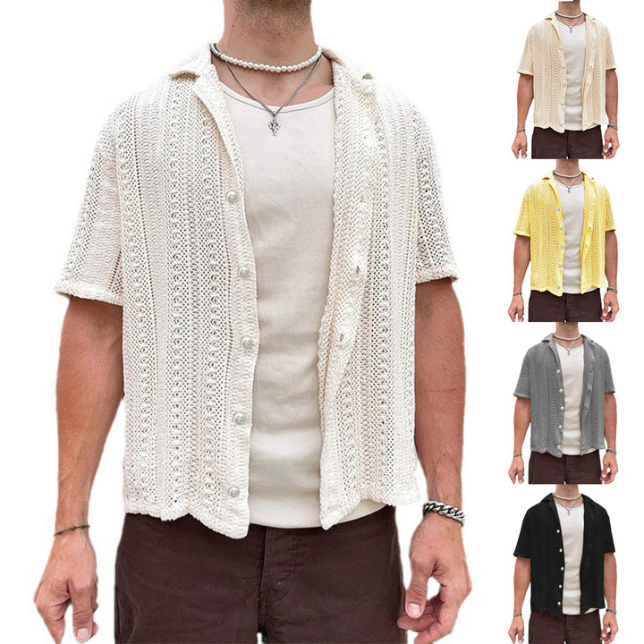 Herren Kurzarm Strickhemd Drune