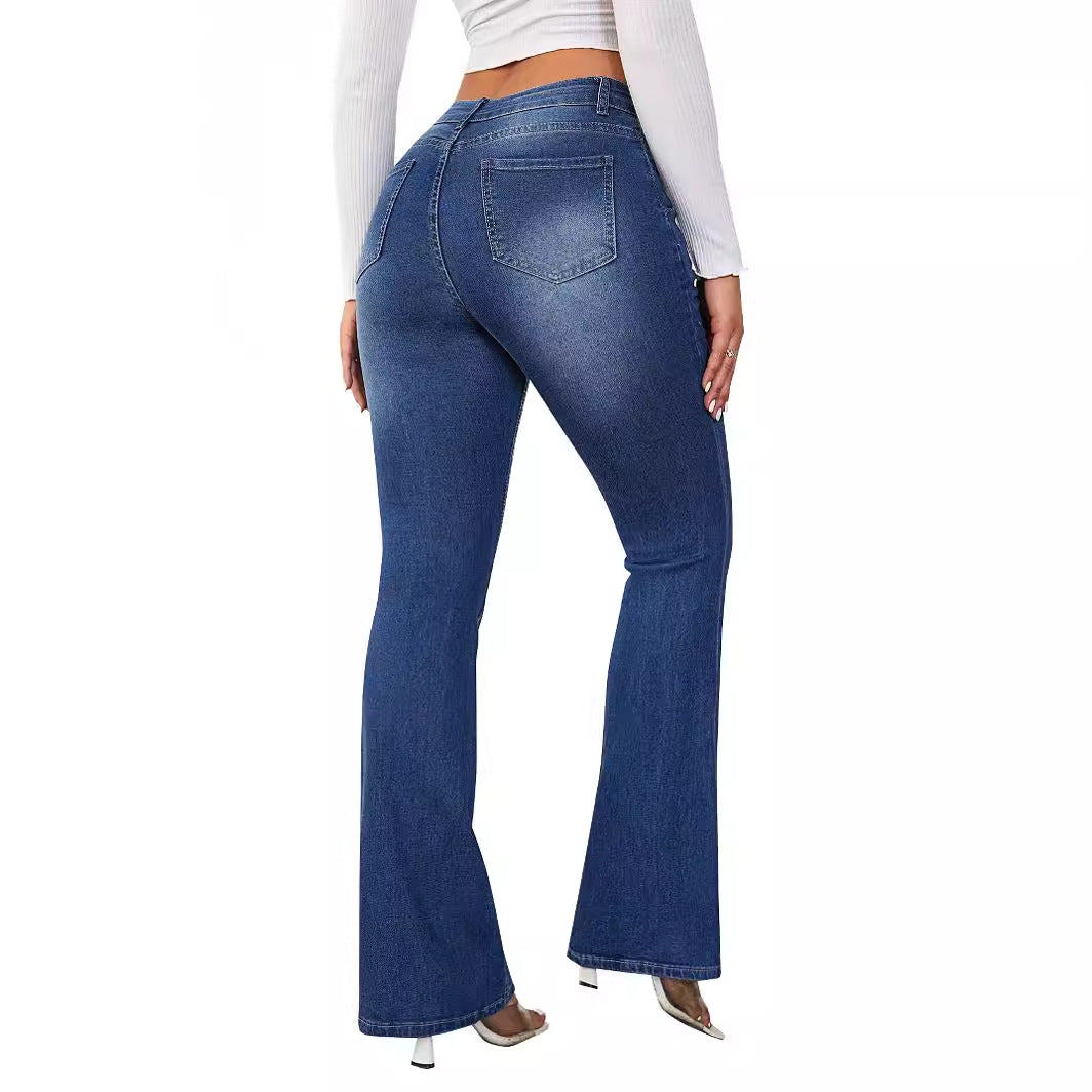 Damen Flared Jeans mit hohem Bund und bequemer Passform Drune