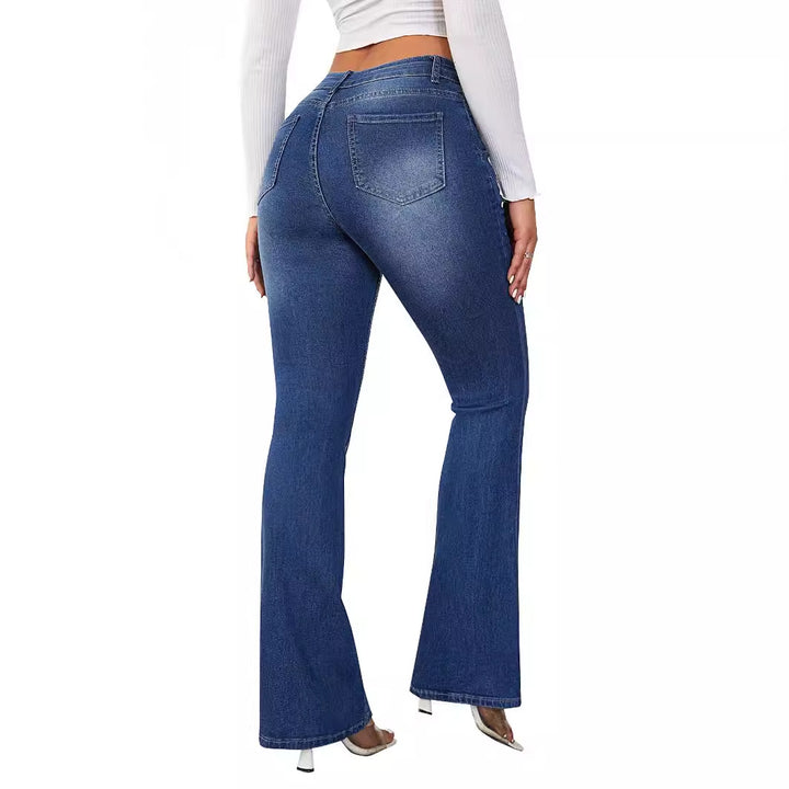Damen Flared Jeans mit hohem Bund und bequemer Passform Drune