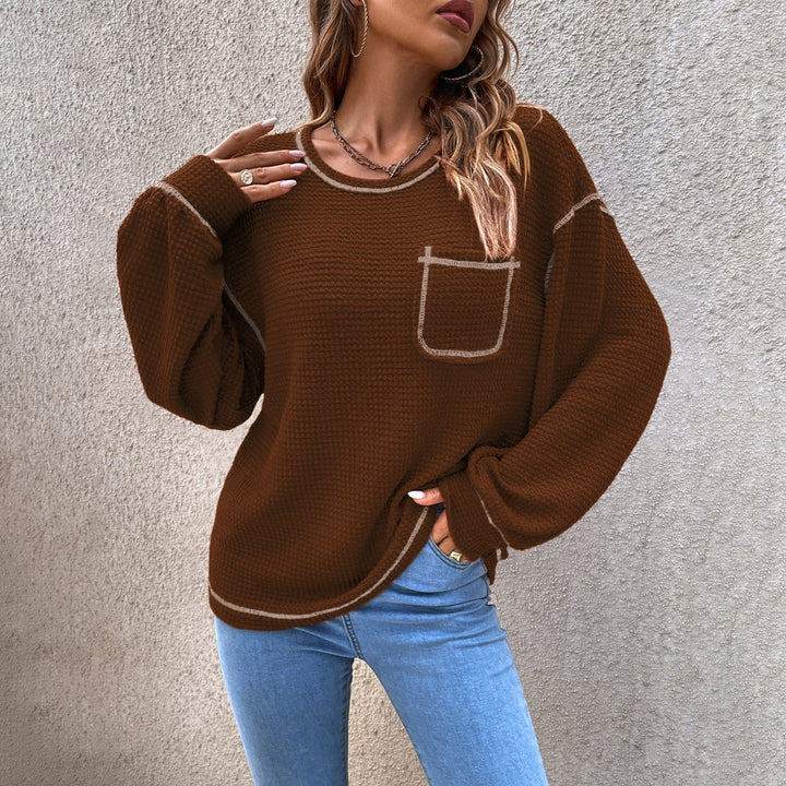 Damen lässiger Pullover mit modischen Puffärmeln Drune
