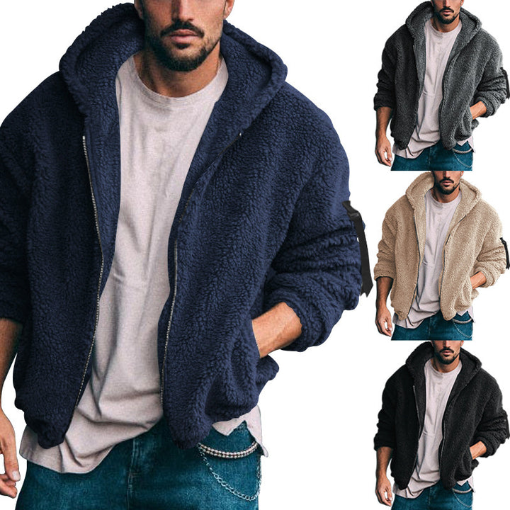 Herren Fleecejacke mit weichem Innenfutter und Kapuze Drune