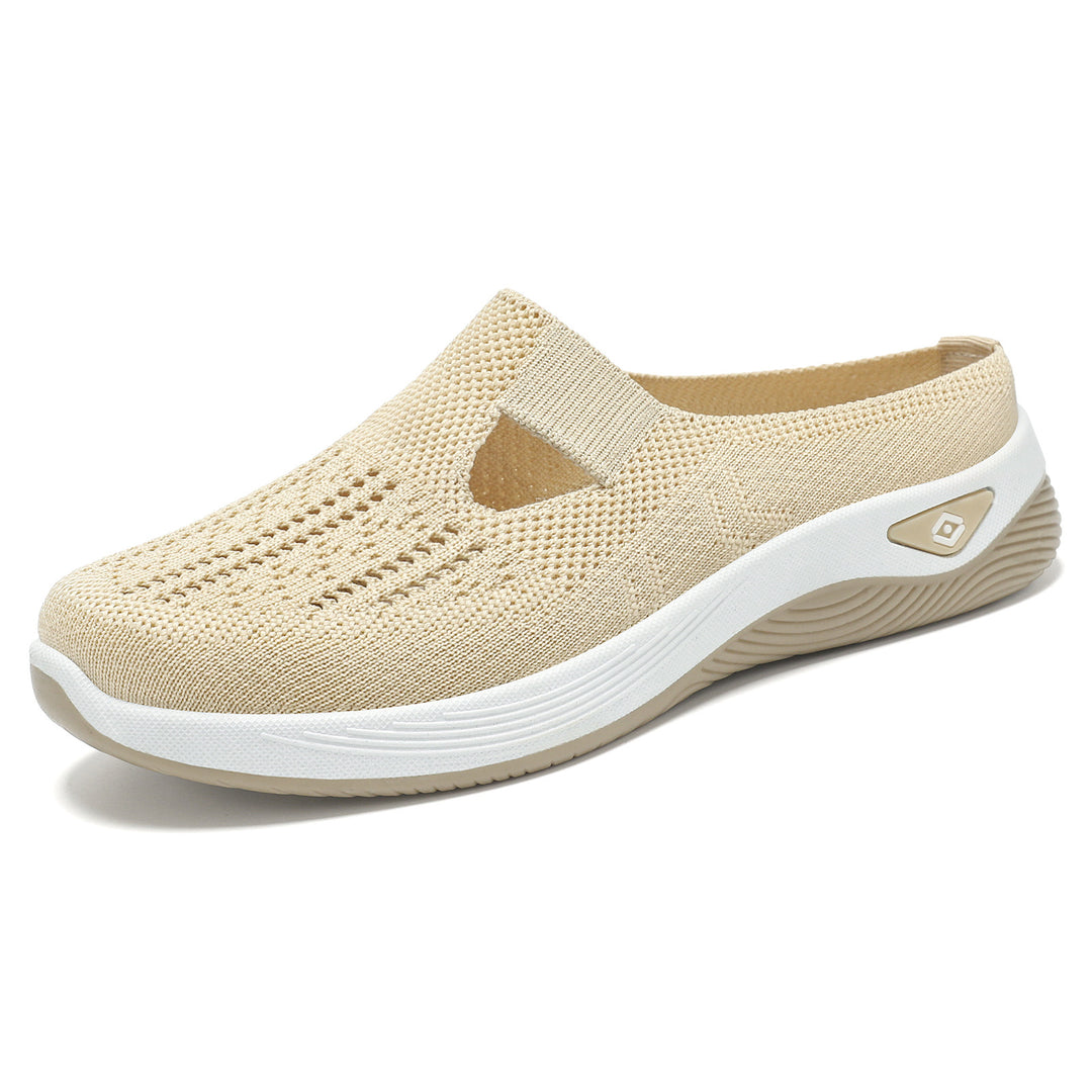 Damen nan atmungsaktive Strick-Slipper Clog mit seitlicher Cut-Out-Öffnung, dämpfender EVA- und PU-Zwischensohle Drune