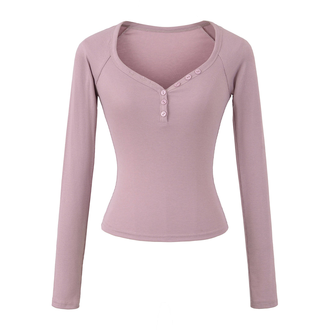 Damen Langarmshirt mit elegantem Knopfverschluss Drune