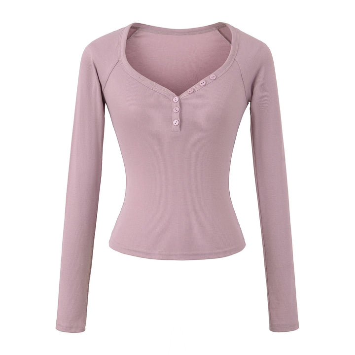 Damen Langarmshirt mit elegantem Knopfverschluss Drune
