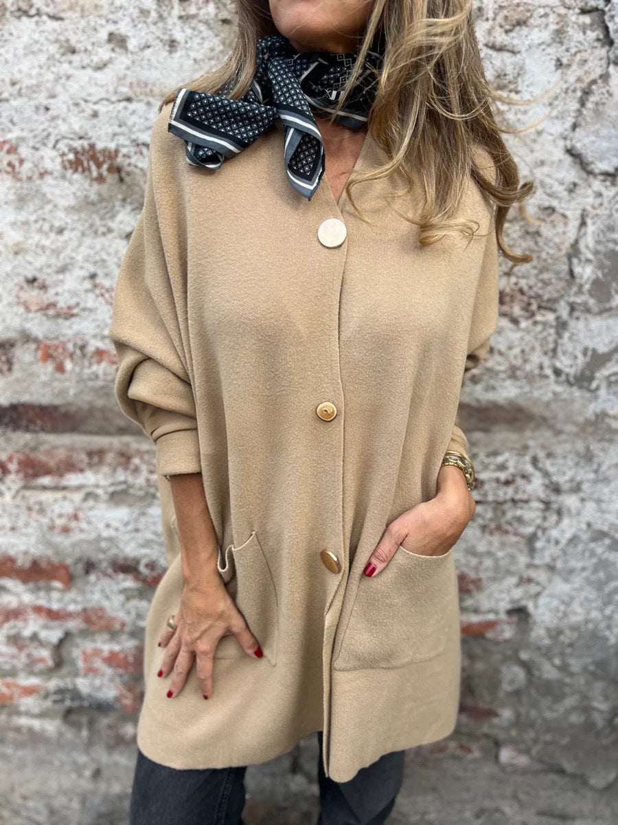 Damen Modische Cardigan mit praktischen Taschen und Knopfverschluss Drune