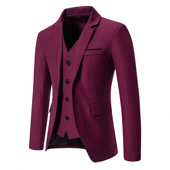 Herren nan elegantes Einreiher-Sakko mit passender Weste und schmalem Business-Schnitt Drune