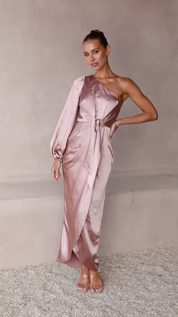 Damen Wickelkleid mit asymmetrischem Design und elegantem Taillengürtel Drune