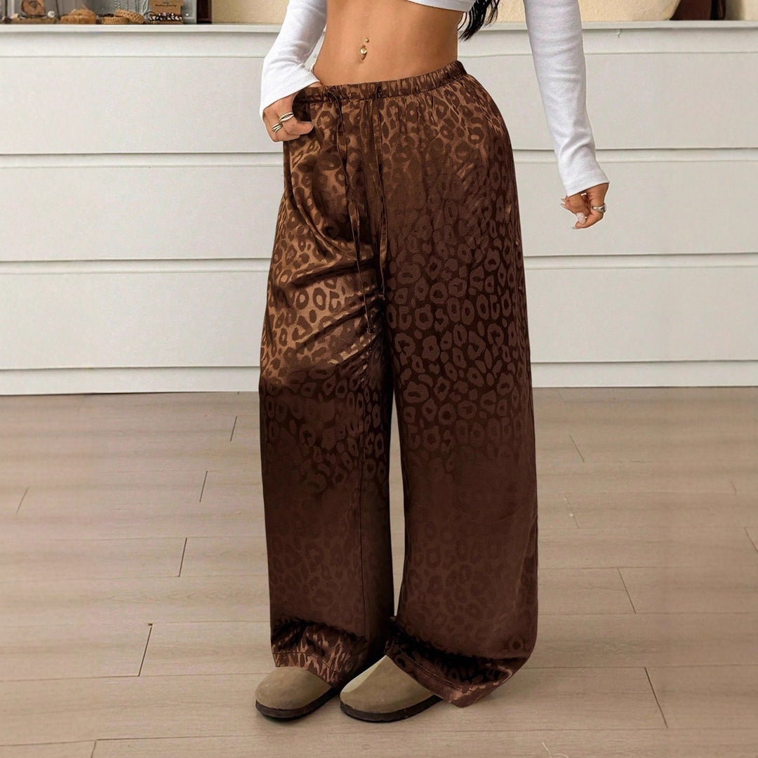 Damen Elegante Weite Leoprint-Hose Drune