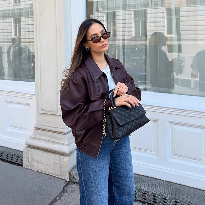 Damen oversized Lederjacke Drune