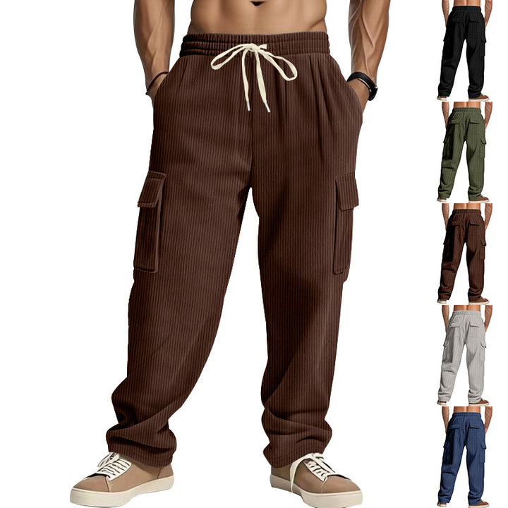 Herren lässige Cargohose mit praktischen Taschen und elastischem Bund Drune