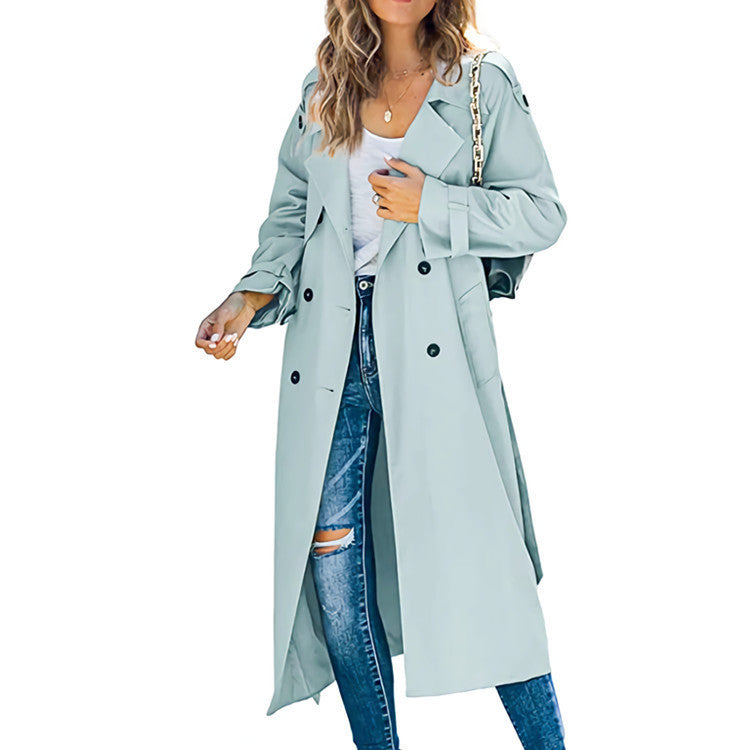 Damen legerer Trenchcoat mit Gürteldesign und stylischen Knöpfen Drune