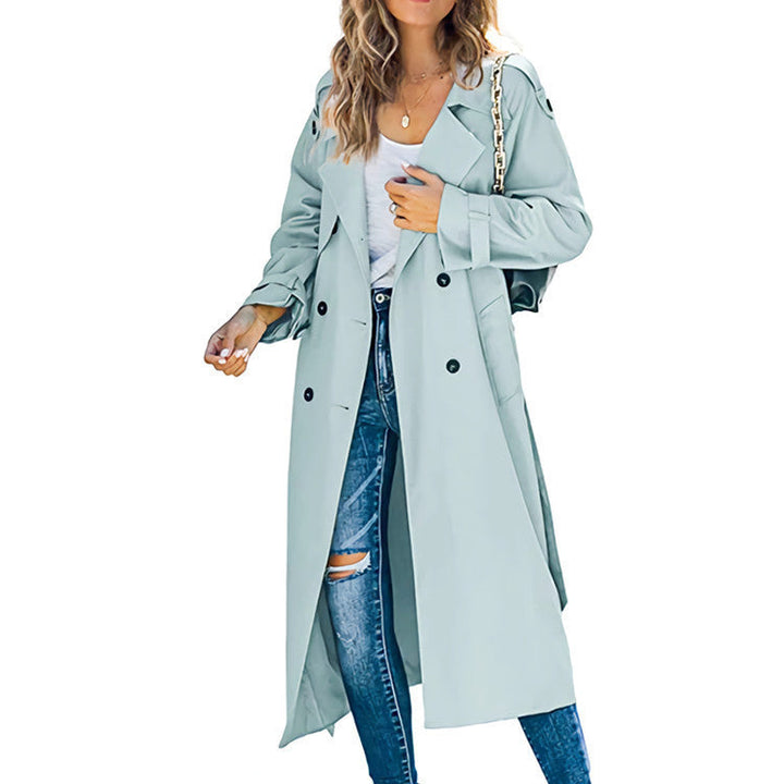 Damen legerer Trenchcoat mit Gürteldesign und stylischen Knöpfen Drune