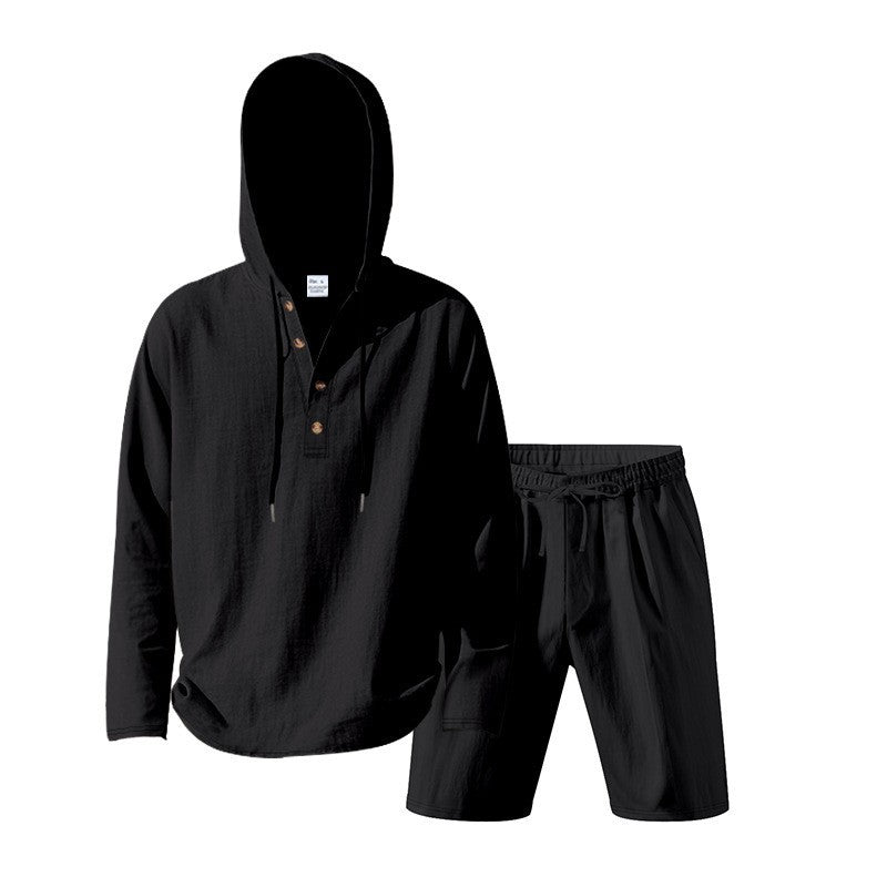 Herren lässiges Kapuzenshirt mit kurzer Hose im entspannten Stil Drune