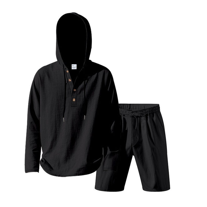Herren lässiges Kapuzenshirt mit kurzer Hose im entspannten Stil Drune