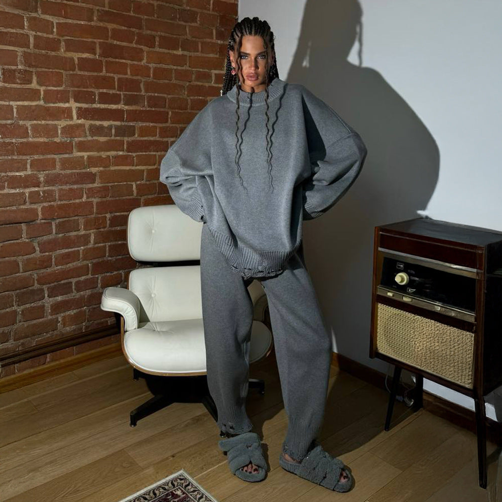 Damen Gemütliches Strickset aus weichem Material und weitem Schnitt Drune