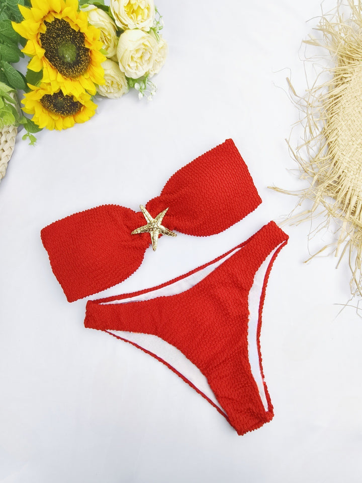 Damen Bikini-Set mit eleganter Schleifenverzierung und verstellbaren Trägern Drune