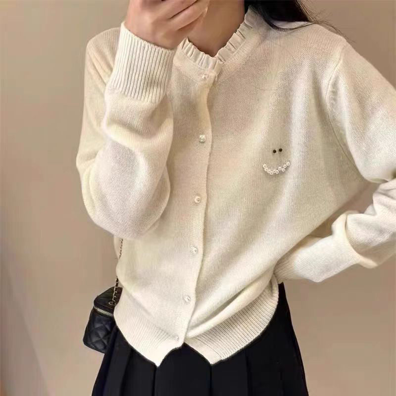 Damen Strickjacke mit Zierknöpfen und festlichem Design Drune