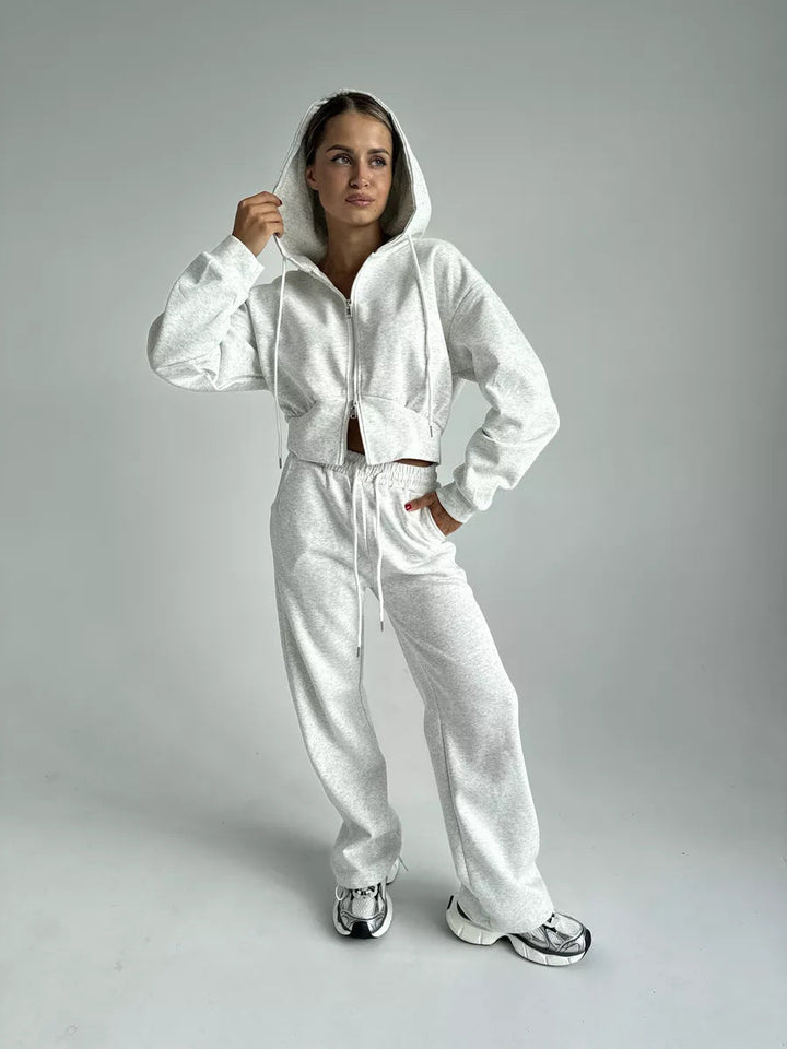 Damen Cropped Hoodie mit Reißverschluss Drune