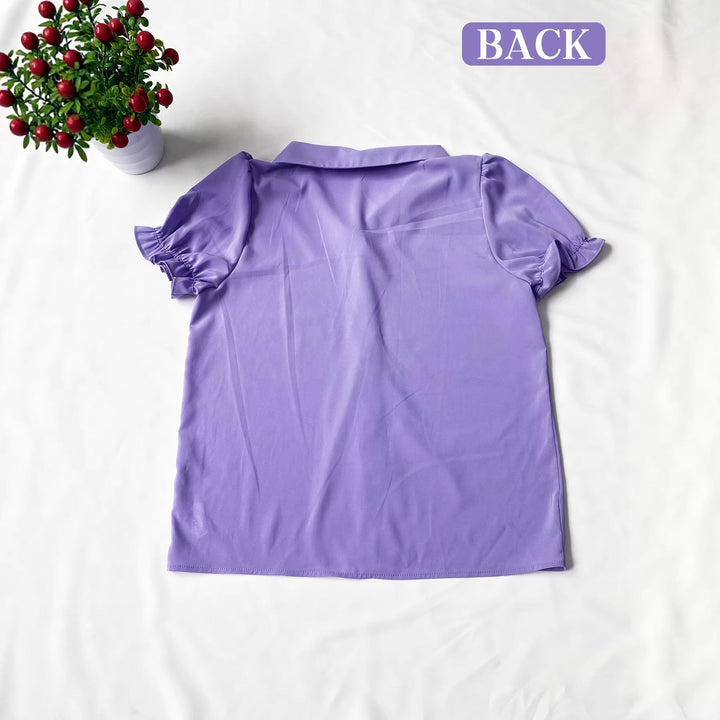 Damen Verspielt geschnittene Bluse mit Puffärmeln und Knopfdetails Drune
