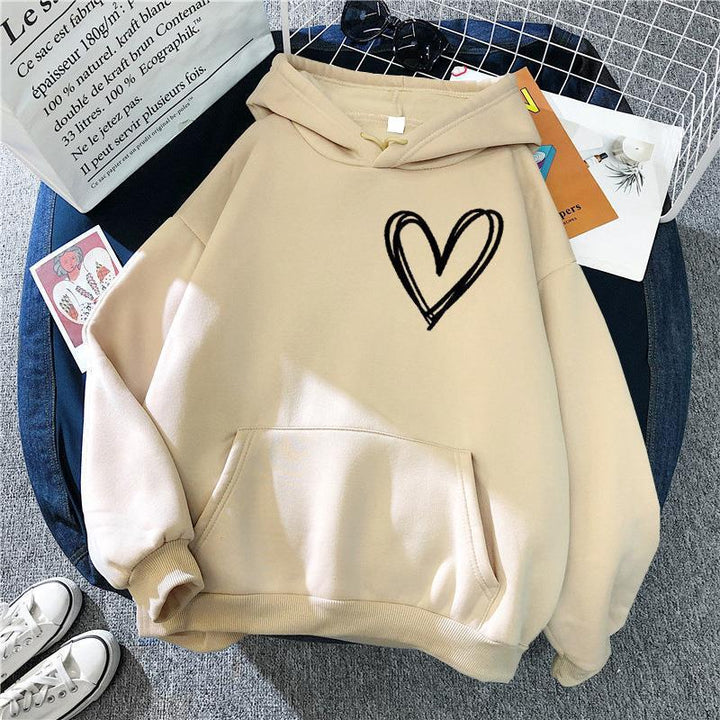 Damen Kapuzenpullover mit lieblichen Herzmotiv Drune
