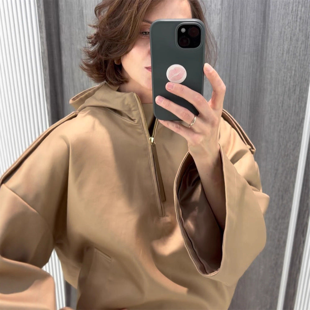 Damen oversized Fleecejacke mit praktischen Taschen Drune