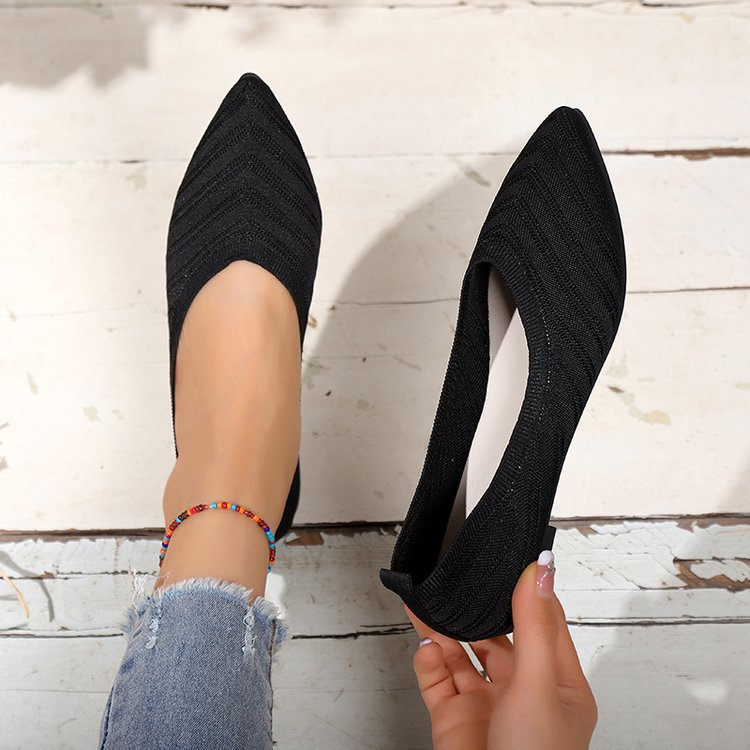 Damen elegante spitze Ballerinas mit modischem Strickdesign Drune