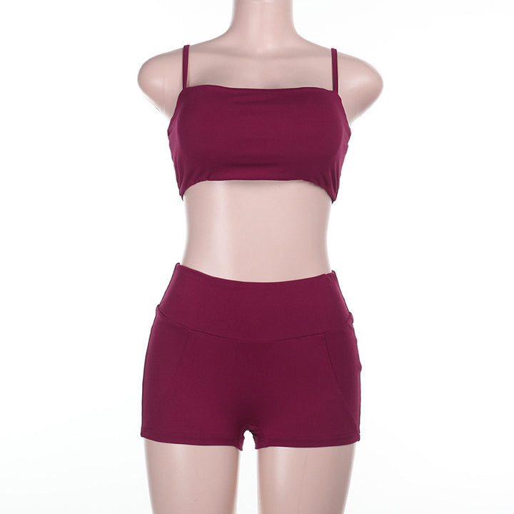 Damen Fitnessoberteil und Shorts-Set Drune