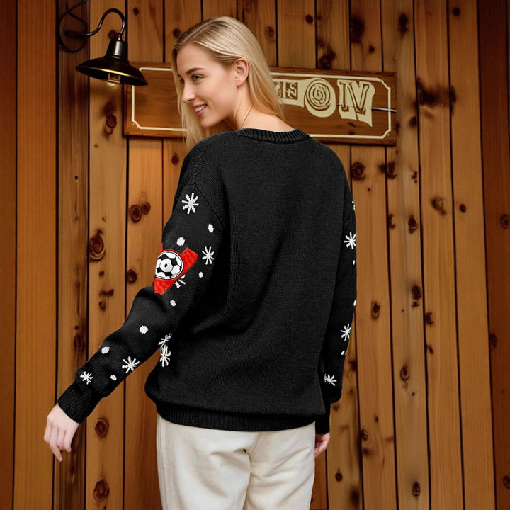 Damen sportlicher Pullover mit Fußballmotiv Drune