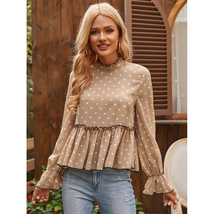 Damen Bluse mit Rüschen und Punkten Drune