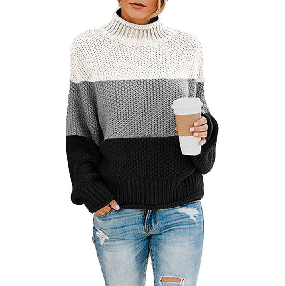 Damen nan grobstrick Rollkragenpullover mit Oversize-Schnitt und Blockstreifen-Optik Drune